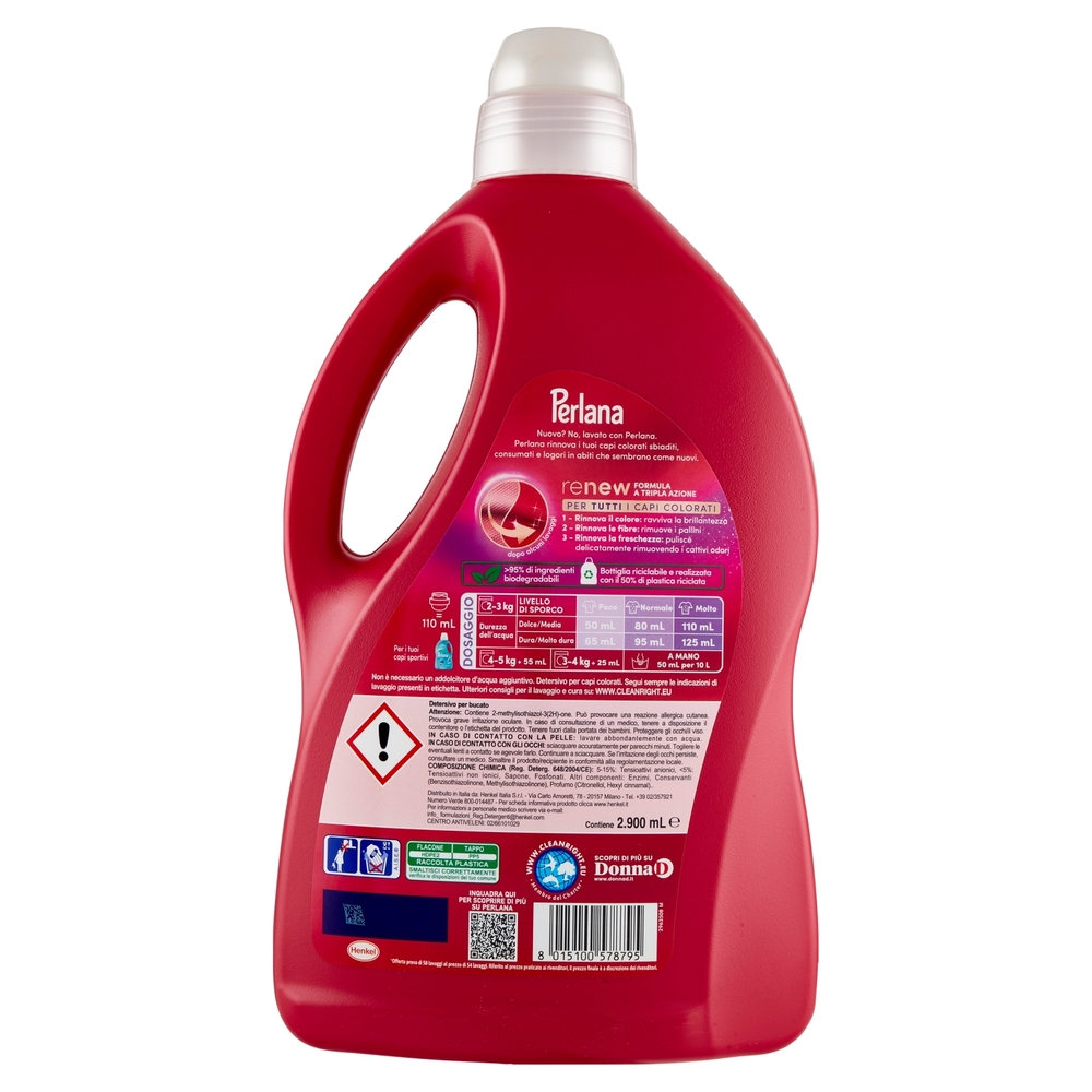 PERLANA Detersivo Colorati 58 Lavaggi 2.900 mL